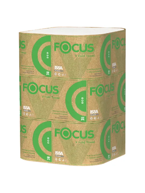 Полотенца бумажные 250 шт., FOCUS (Система H3) Eco, 1 слой, белые, КОМПЛЕКТ 15 пачек, 23х23 см, V-сложение, 5083741