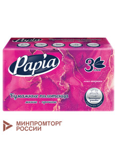 Полотенца бумажные (1 пачка – 100 листов), PAPIA (H3), UNIT PACK, 3-слойные, 23х20,5 см, V-сложение, 5090823