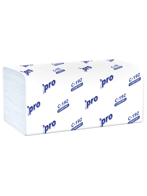 Полотенца бумажные 250 шт., PROtissue (H3) COMFORT, 1-слойные, белые, КОМПЛЕКТ 20 пачек, 22х21 см, V-сложение, С192