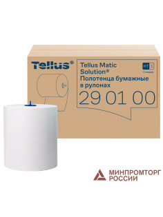Полотенца бумажные рулонные 280 м, Tellus/TORK Matic (Система H1) UNIVERSAL, КОМПЛЕКТ 6 рулонов, 290100