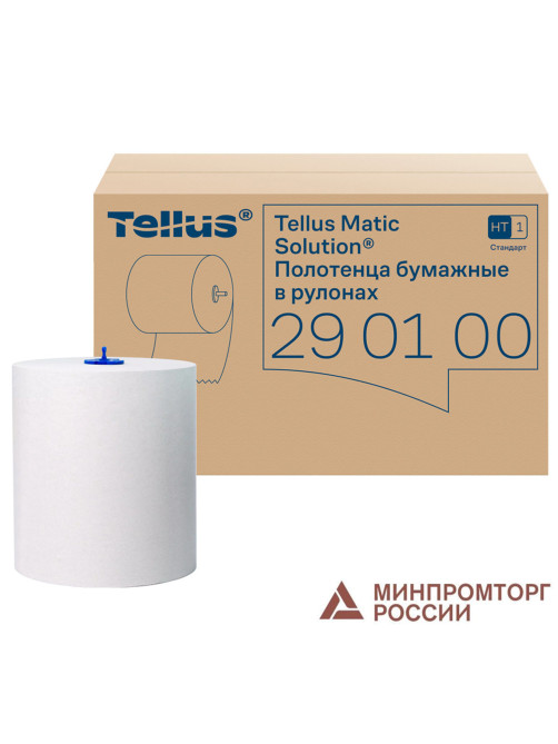 Полотенца бумажные рулонные 280 м, Tellus/TORK Matic (Система H1) UNIVERSAL, КОМПЛЕКТ 6 рулонов, 290100