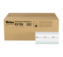 Полотенца бумажные 250 шт., VEIRO (H3) BASIC, 1-слойные, цвет натуральный, КОМПЛЕКТ 20 пачек, 21х21,6, V-сложение, KV104