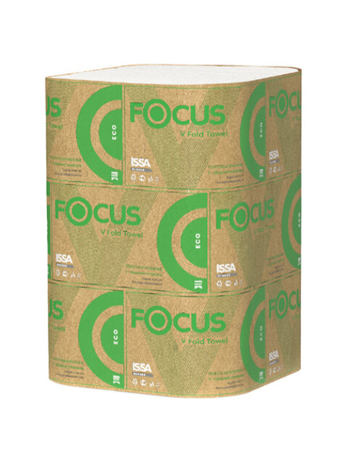 Полотенца бумажные 250 шт., FOCUS (Система H3) Eco, 1 слой, белые, КОМПЛЕКТ 15 пачек, 23х23 см, V-сложение, 5083741