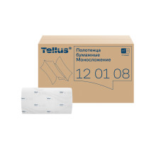 Полотенца бумажные 250 шт., Tellus/TORK (H3) UNIVERSAL, КОМПЛЕКТ 20 пачек, белые, 23х23 см, V-сложение, 120108