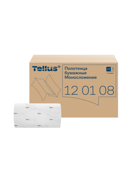 Полотенца бумажные 250 шт., Tellus/TORK (H3) UNIVERSAL, КОМПЛЕКТ 20 пачек, белые, 23х23 см, V-сложение, 120108