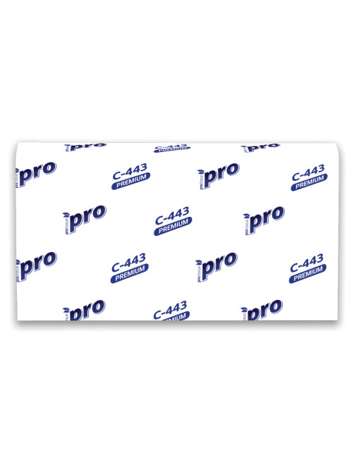 Полотенца бумажные 190 шт., PROtissue (H2) PREMIUM, 2-слойные, белые, КОМПЛЕКТ 21 пачка, 24х21,5 см, Z-сложение, С443