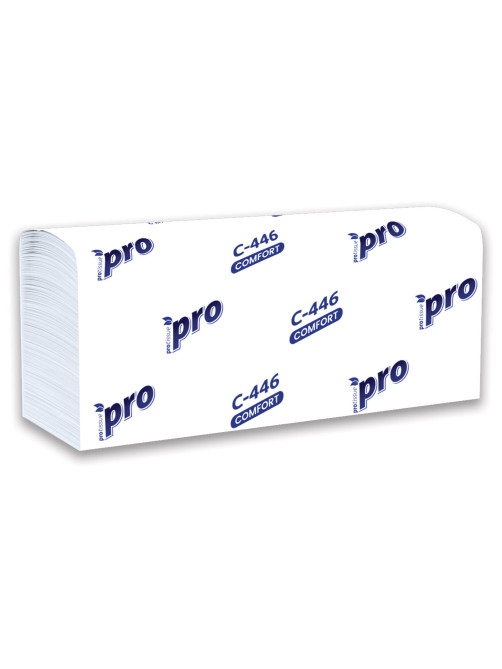 Полотенца бумажные 200 шт., PROtissue (H2) PREMIUM, 1-слойные, белые, КОМПЛЕКТ 28 пачек, 24х21,5 см, Z-сложение, С446
