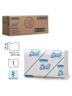Полотенца бумажные 110 шт., KIMBERLY-CLARK Scott, КОМПЛЕКТ 16 шт., Slimfold, белые, 29,5х19 см, М-fold, 5856