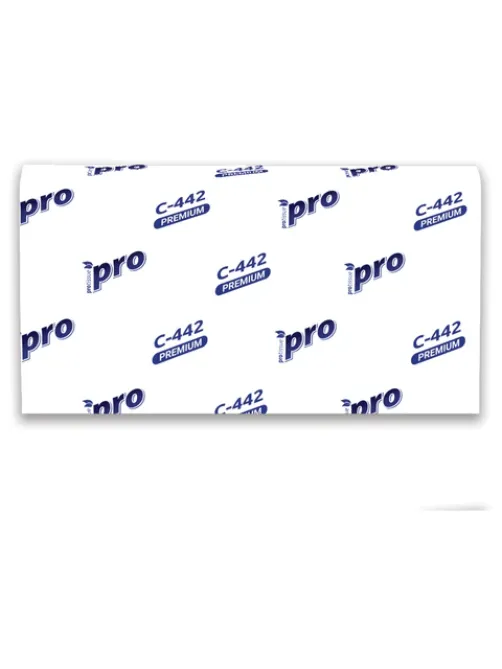 Полотенца бумажные 200 шт., PROtissue (H2) PREMIUM, 2-слойные, белые, КОМПЛЕКТ 21 пачка, 24х21,5 см, Z-сложение, С442