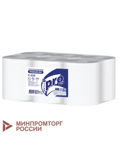 Полотенца бумажные рулонные 150 м, PROtissue (H1) PREMIUM, 2-слойные, белые, КОМПЛЕКТ 6 рулонов, С222
