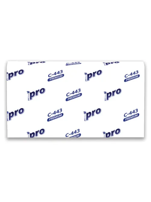 Полотенца бумажные 190 шт., PROtissue (H2) PREMIUM, 2-слойные, белые, КОМПЛЕКТ 21 пачка, 24х21,5 см, Z-сложение, С443