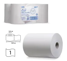 Полотенца бумажные рулонные KIMBERLY-CLARK Scott, КОМПЛЕКТ 6 шт., Slimroll, 165 м, белые, артикул 6657