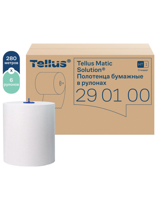 Полотенца бумажные рулонные 280 м, Tellus/TORK Matic (Система H1) UNIVERSAL, КОМПЛЕКТ 6 рулонов, 290100