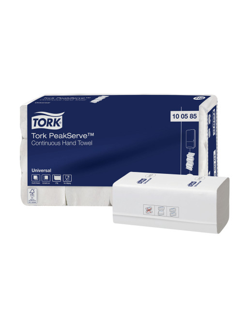 Полотенца бумажные 410 шт., TORK (Система H5) PeakServe, UNIVERSAL, КОМПЛЕКТ 12 пачек, 22,5x20 см, W-сложение, 100585