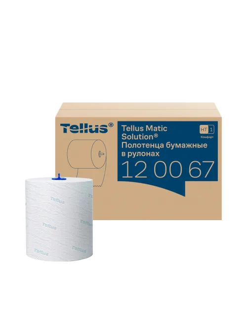 Полотенца бумажные рулонные 150 м, Tellus/TORK Matic (Система H1) ADVANCED, 2-слойные, белые, КОМПЛЕКТ 6 рулонов, 120067