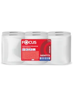 Полотенца бумажные с центральной вытяжкой 125 м FOCUS (Система М2) Jumbo, 2-слойные, белые, КОМПЛЕКТ 6 рулонов, 5036772