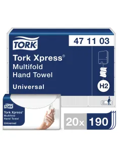 Полотенца бумажные (1 пачка, 190 листов) TORK (H2) UNIVERSAL, 2-слойные, цвет натуральный, 23,4х21,3 см, Z-сложение, 471103