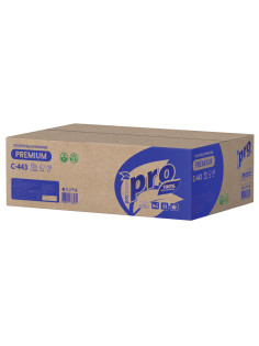 Полотенца бумажные 190 шт., PROtissue (H2) PREMIUM, 2-слойные, белые, КОМПЛЕКТ 21 пачка, 24х21,5 см, Z-сложение, С443