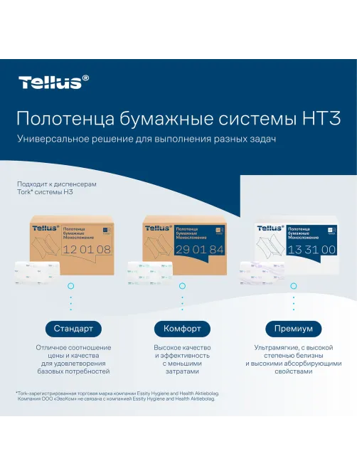 Полотенца бумажные 200 шт., Tellus/TORK (H3) ADVANCED, КОМПЛЕКТ 20 пачек, 2-слойные, белые, 23х23 см, V-сложение, 290184