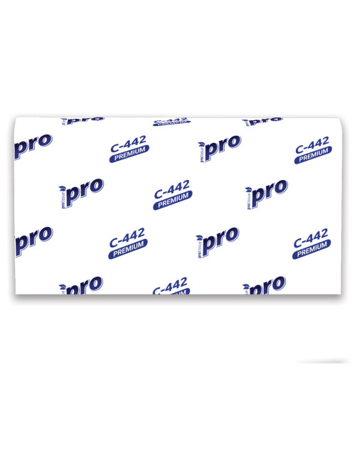 Полотенца бумажные 200 шт., PROtissue (H2) PREMIUM, 2-слойные, белые, КОМПЛЕКТ 21 пачка, 24х21,5 см, Z-сложение, С442