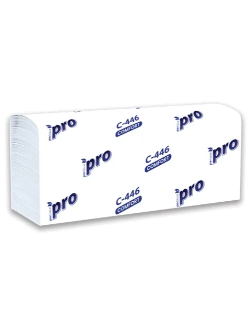 Полотенца бумажные 200 шт., PROtissue (H2) PREMIUM, 1-слойные, белые, КОМПЛЕКТ 28 пачек, 24х21,5 см, Z-сложение, С446