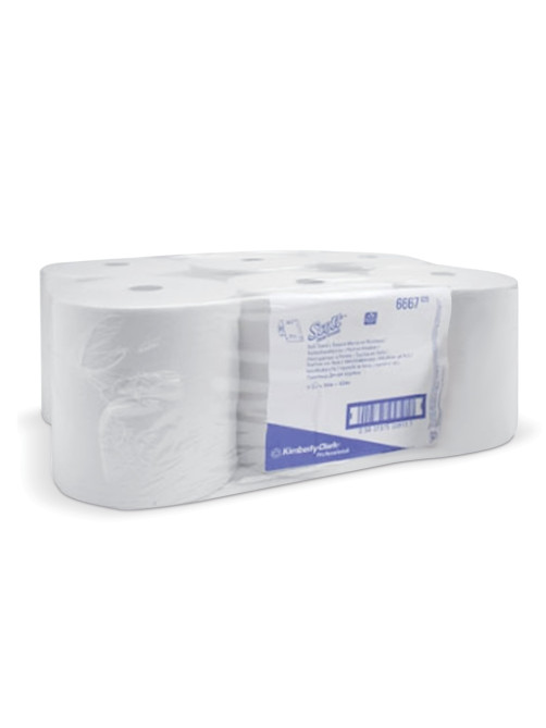 Полотенца бумажные рулонные KIMBERLY-CLARK Scott, КОМПЛЕКТ 6 шт., 304 м, белые, артикул 6667