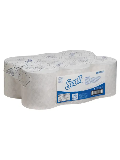 Полотенца бумажные рулонные KIMBERLY-CLARK Scott, КОМПЛЕКТ 6 шт., 350 м, белые, 6691
