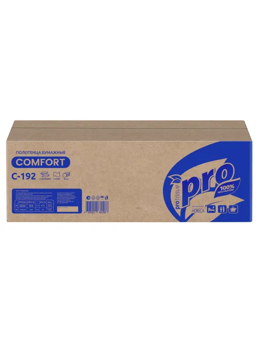 Полотенца бумажные 250 шт., PROtissue (H3) COMFORT, 1-слойные, белые, КОМПЛЕКТ 20 пачек, 22х21 см, V-сложение, С192