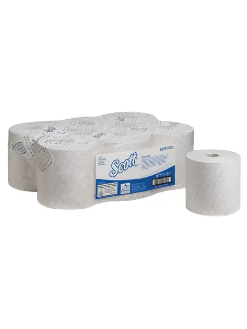 Полотенца бумажные рулонные KIMBERLY-CLARK Scott, КОМПЛЕКТ 6 шт., 350 м, белые, 6691