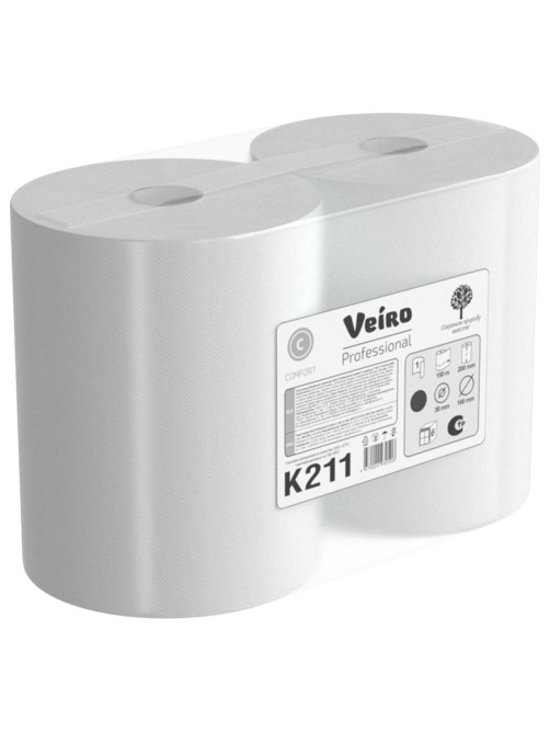 Полотенца бумажные рулонные 150 м, VEIRO Professional (H1) COMFORT, 1-слойные, КОМПЛЕКТ 6 рулонов, K211