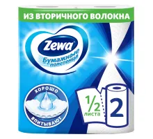 Полотенца бумажные бытовые 2-х слойные, 2 рулона (2х14 м), белые, ZEWA, 144001