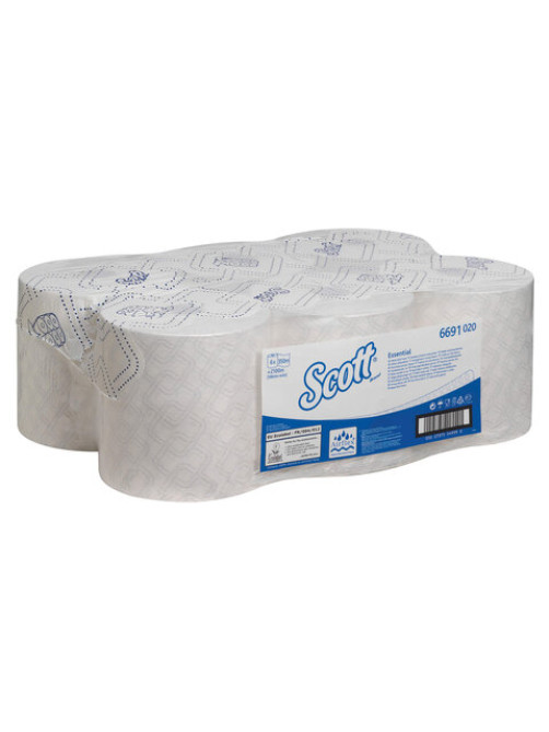 Полотенца бумажные рулонные KIMBERLY-CLARK Scott, КОМПЛЕКТ 6 шт., 350 м, белые, 6691