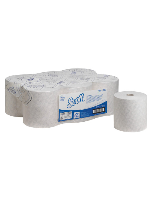 Полотенца бумажные рулонные KIMBERLY-CLARK Scott, КОМПЛЕКТ 6 шт., 350 м, белые, 6691
