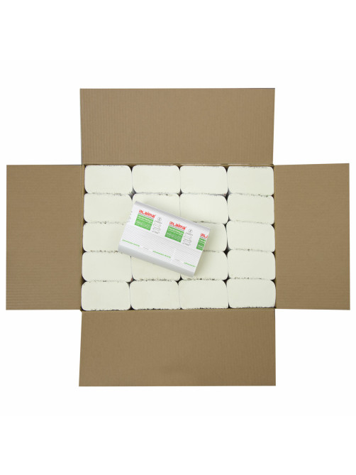 Полотенца бумажные 200 шт., LAIMA (H2) ADVANCED WHITE, 2-слойные, белые, КОМПЛЕКТ 20 пачек, 24х21,5, Z-сложение, 111338