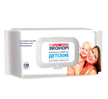 Салфетки влажные детские 120 шт., ЭКОНОМ SMART, с экстрактом алоэ вера, крышка клапан, 30108