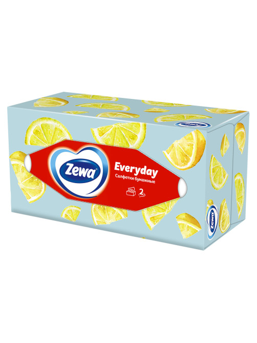 Салфетки косметические 2-слойные в картонном коробе, 250 штук, ZEWA Everyday, 8679