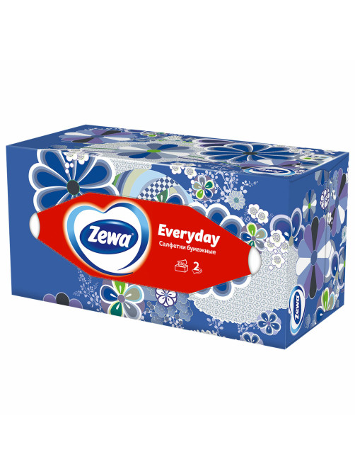 Салфетки косметические 2-слойные в картонном коробе, 250 штук, ZEWA Everyday, 8679