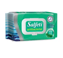 Салфетки влажные 72 шт., SALFETI Antibacterial, антибактериальные, крышка клапан, 48397