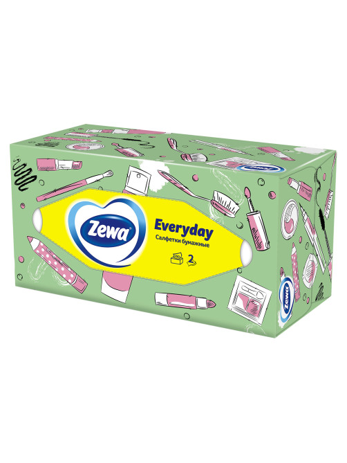 Салфетки косметические 2-слойные в картонном коробе, 250 штук, ZEWA Everyday, 8679