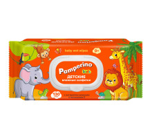 Салфетки влажные детские 130 шт., PAMPERINO, с экстрактом ромашки и витамином Е, крышка-клапан, 72954