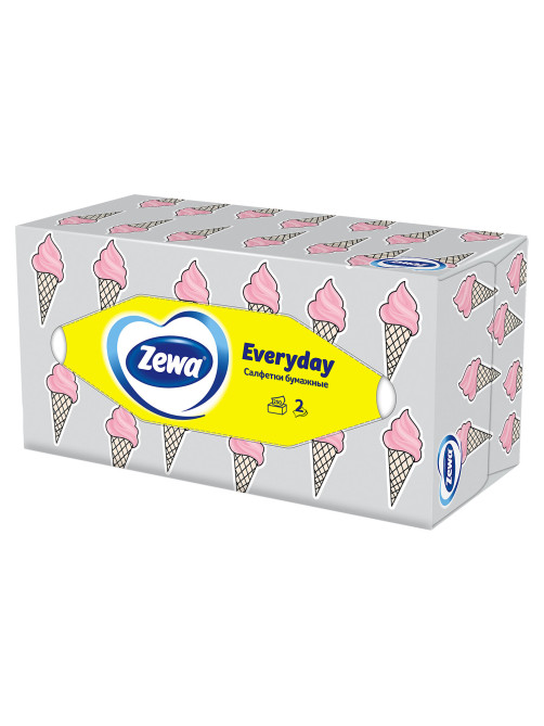 Салфетки косметические 2-слойные в картонном коробе, 250 штук, ZEWA Everyday, 8679