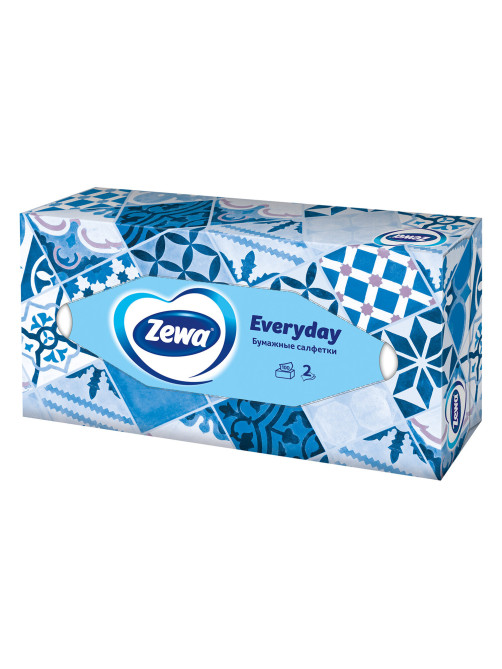 Салфетки косметические 100 штук в картонном боксе, 2-слойные, ZEWA Everyday, 24516, 6286