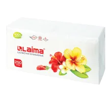 Салфетки бумажные 250 штук, 24х24 см, LAIMA, белые, 100% целлюлоза, 128728