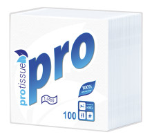 Салфетки бумажные 100 шт., 24х24 см, PROtissue COMFORT, белые, 100% целлюлоза, С184
