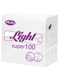 Салфетки бумажные 90 штук, 22,5х22,5 см, PLUSHE (Плюше) Light, белые, 100% целлюлоза, 2774