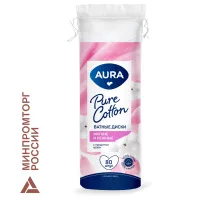 Ватные диски КОМПЛЕКТ 80 шт., AURA, двусторонние, 13114