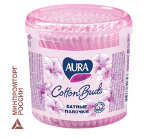 Ватные палочки КОМПЛЕКТ 200 шт., AURA, пластиковый стакан, 20803, 13144