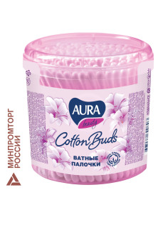 Ватные палочки КОМПЛЕКТ 200 шт., AURA, пластиковый стакан, 20803, 13144