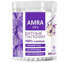 Ватные палочки 100 шт., AMRA, пластиковый стакан, П00055403