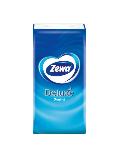 Платочки бумажные носовые ZEWA Deluxe 3-слойные, СПАЙКА 10 пачек по 10 шт., 21х21 см, 51174
